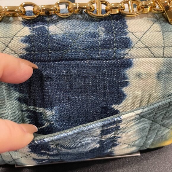 Dior Blue Small Denim Tie-Dye Cannage Caro Bag (JB1053) - Picture 8 of 10